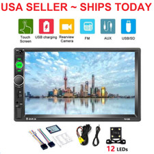 7" Double 2 DIN Car MP5 Player Bluetooth Touch Screen Stereo Radio With Camera
