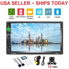 7" Double 2 DIN Car MP5 Player Bluetooth Touch Screen Stereo Radio With Camera