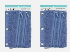 2 set Binder Double Zip Pencil Case - Fuzzy Deep Periwinkle - Yoobi™ 2 PACK !!!