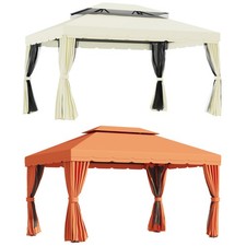 Outsunny Gazebo da Giardino 4x3m con Zanzariera e Tende Laterali