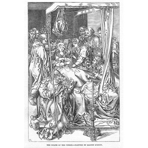 FINE ART The Death of the Virgin by Martin Schoon - Antique Print 1850