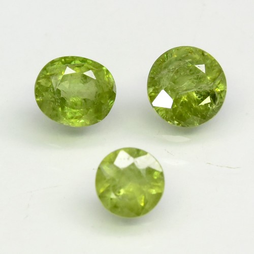 1.16ct 3pcs Lot Round Brilliant & Oval Natural Green Demantoid Garnet - Gemstone