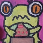 Hand Painted Signed OOAK Pottery Frog  art Card laminated aceo atc — photo 2