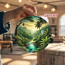 Tropical Palm Tree Landscape Metal Sign Round