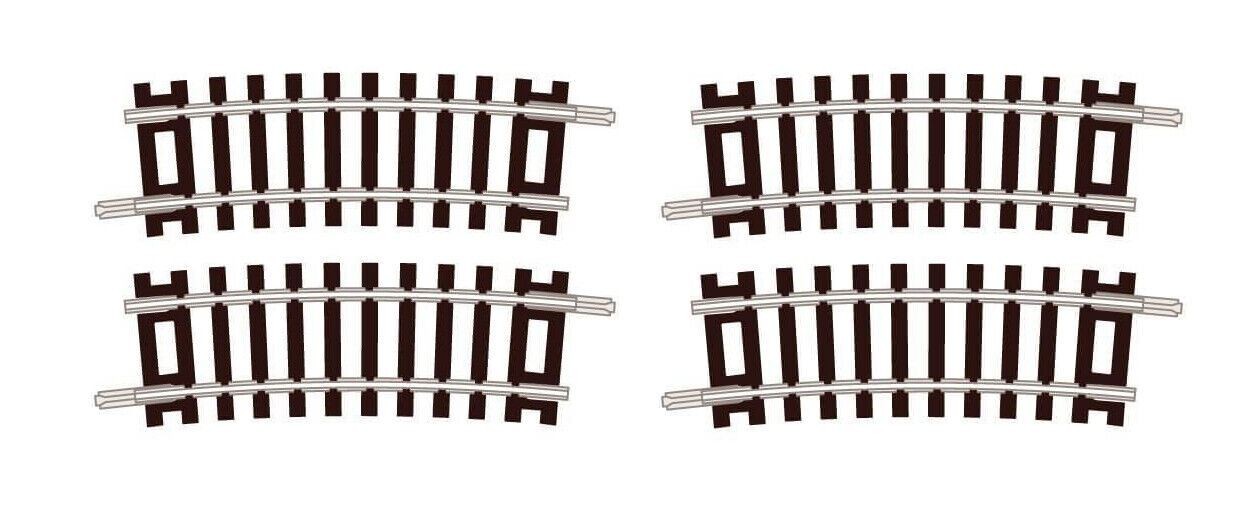 Set of 4x No.1 Radius Half Curve 228mm (9in) radius N gauge Peco ST-4