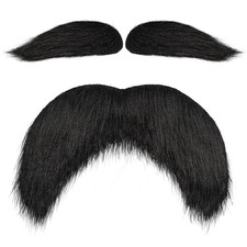 EWOID Black Fake Mustache and Eyebrows Set, Self 1pcs Black,