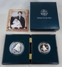 1995-S Civil War Battlefields Proof Silver Dollar & Half 2 Coin Set Book Case