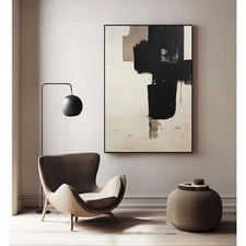 Black Hand Painted on Oil Painting Home Decor Enchanting Abstract Wall Art 