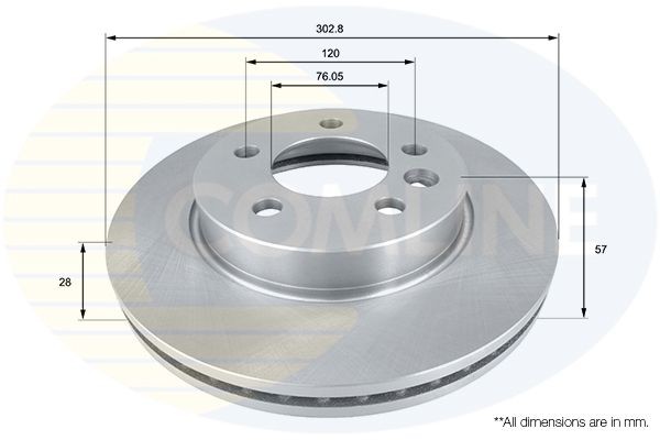 Brake Disc Front Internally Vented Coated Fits VW Amarok COMLINE ADC2604V