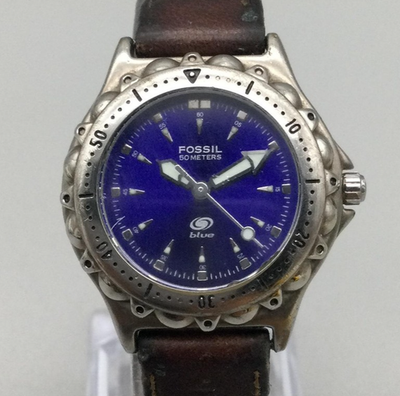 Vintage Fossil Watch Womens 31mm Blue Dial Braided Leather  display picture 1