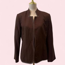 Vintage Liz Claiborne Brown Blazer Contrast Stitching Size 12