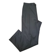 Austin Reed Super 100's Black Worsted Wool Cuffed Leg Pleated Front Slacks Sz 38