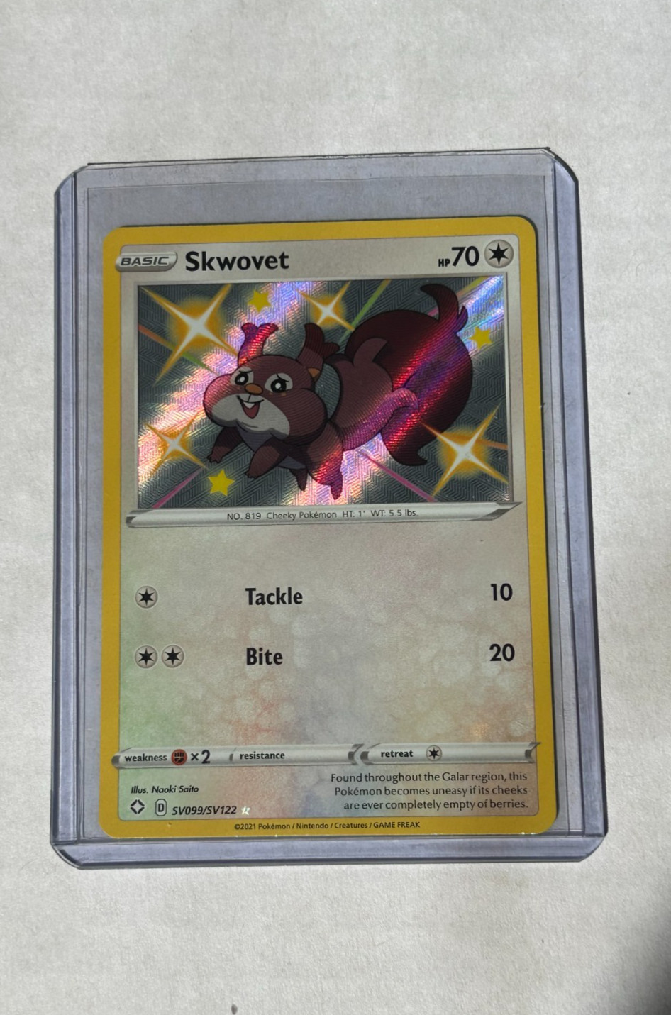 Pokemon TCG Skwovet SV099/SV122 Shining Fates Shiny Vault Holo Near Mint