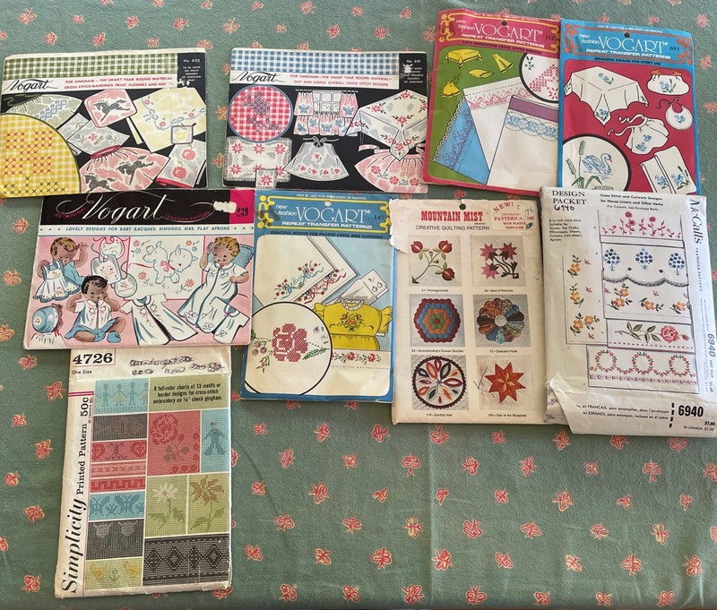 (9) Vogart, Simplicity, McCall’s,Mountain Mist Embroidery & Quilt Patterns