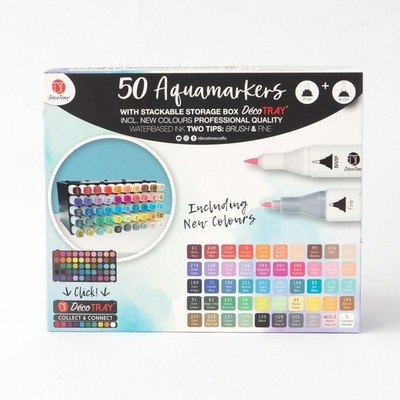 50 Stück Aqua Marker Kalligraphie Marker Dual Tip Wasserbasierte Farbmarker Set