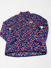 Eddie Bauer Kids Blue Geometric Fleece Quarter-Zip Pullover