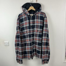 Pretty Green Jacket Mens XXL 2XL Hooded Overshirt Check Flannel Mods Casuals