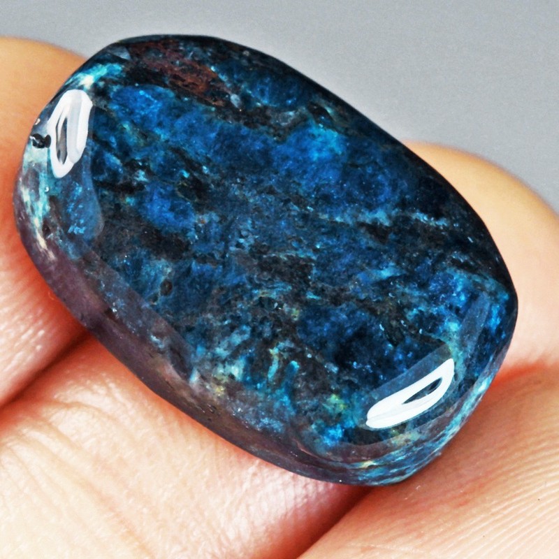 12.4Ct Smoky Blue Turquoise Associated Mineral Cab Spiderweb ULPK312