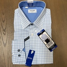 Duchamp London Men's Slim Fit Cotton Stretch Shirt, Light Blue, Size 16.5 L