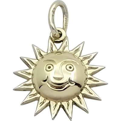 14K Gelbgold poliert 2-seitig lächelnde Sonne Jungferninsel 2 Gramm