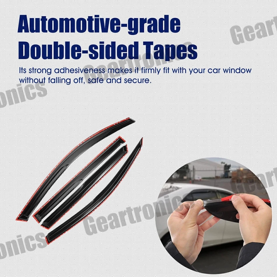 Protetores de chuva compatíveis com Toyota Rav4 2006-2012 estilo Mugen fita adesiva 4 peças 3D ondulado - Imagem 4 de 4