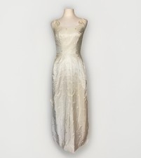 Vtg 1964 ILGWU Ivory Column Wedding Dress - XXS 23" Waist Minimalist Bride Bows