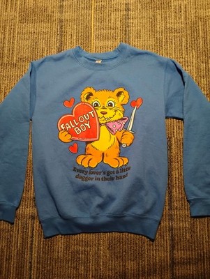 Fall Out Boy Band Crewneck Sweatshirt Pullover Sz Small Teddy Bear Dagger Music