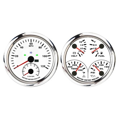 W PRO Series 2 Gauge Set 110mm 4-3/8'' 2 in 1 GPS Speedometer & Tachometer, Mu...