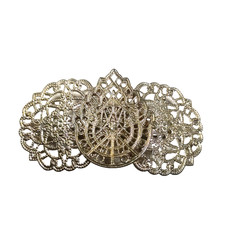 Gold Tone Filagree Metal Hair Barrette Tension Clip Large Lightweight