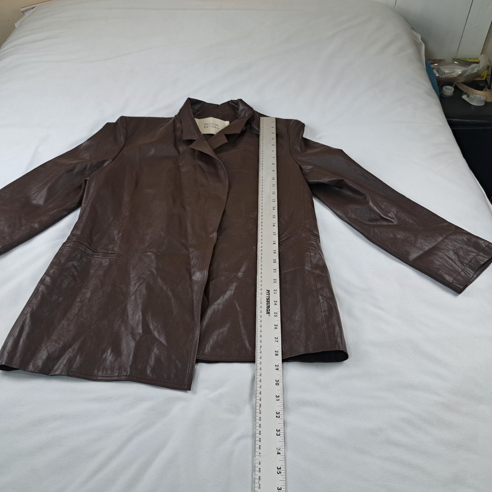 FACADE PATTERN Overfit Leather Jacket Brown  Poly… - image 12
