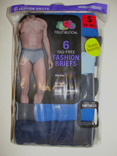 6 Pair Men's Fruit of the Loom Fashion Mid-Rise Briefs - Size S 28-30" 