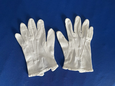 altes Paar kleine Kinder Handschuhe Baumwolle weiß (M61)
