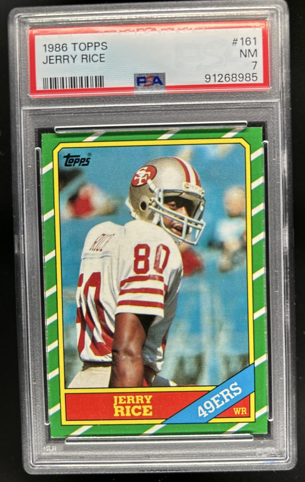 1986 Topps Jerry Rice Rookie RC #161 49ers PSA 7