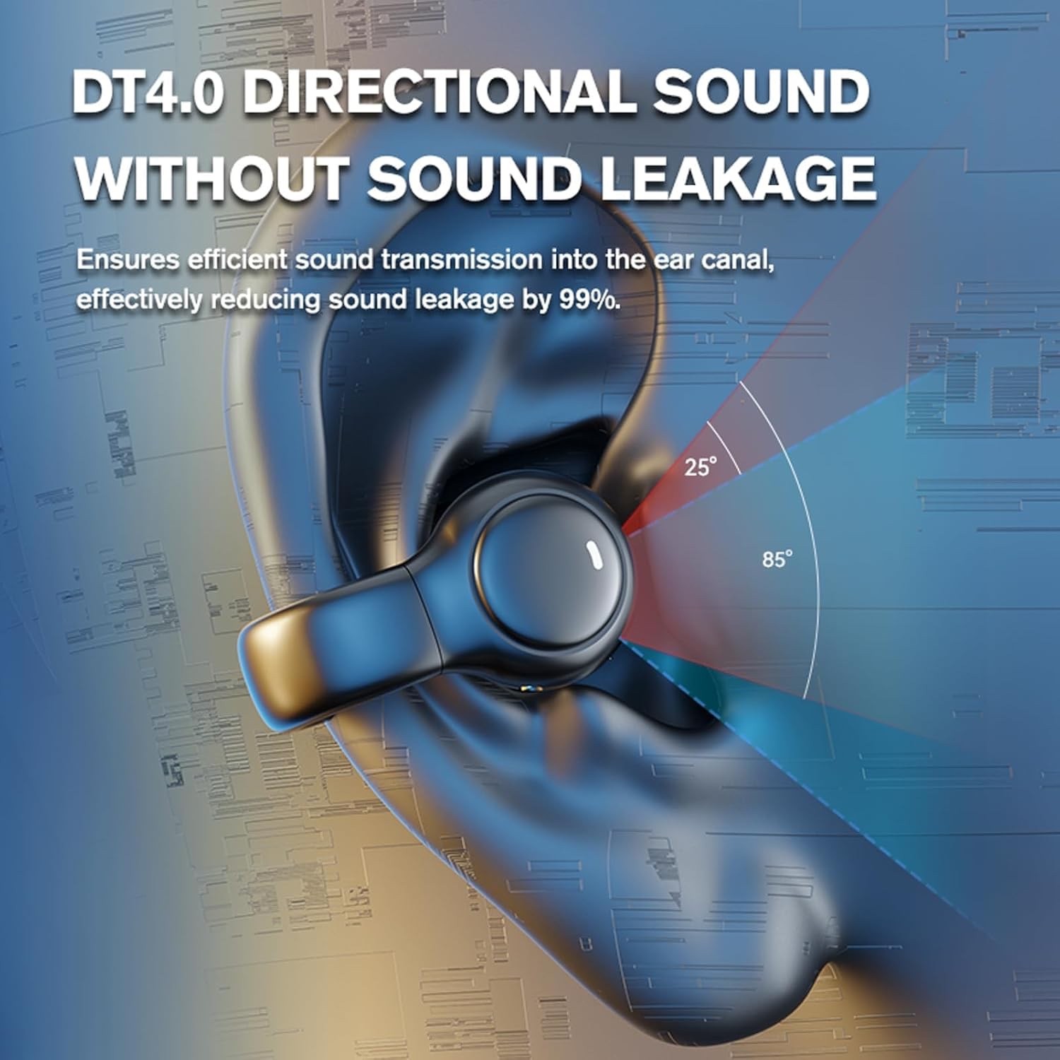 Wireless Clip On Bone Conduction Earbuds - Bluetooth Earclip Headphones with Ope