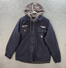 Berne Jacket Adult Large Blue Duck Canvas Quilt Lined Hooded Workwear Chore Barn