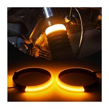 2PCS Motorcycle Switchback LED Turn Signal Lights Flexible Amber White DRL 79
