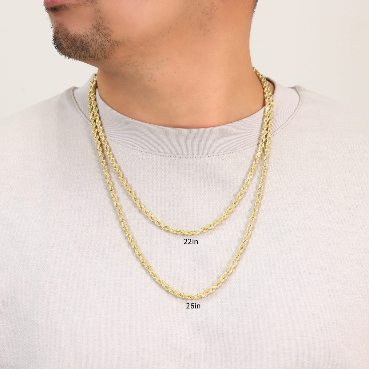 18k Yellow Gold 5mm Diamond Cut Rope Chain Link Necklace Mens Womens 18
