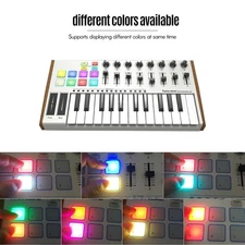 Portable 25-Key USB MIDI Keyboard Controller 8 RGB Backlit Trigger Pads w/ Jack