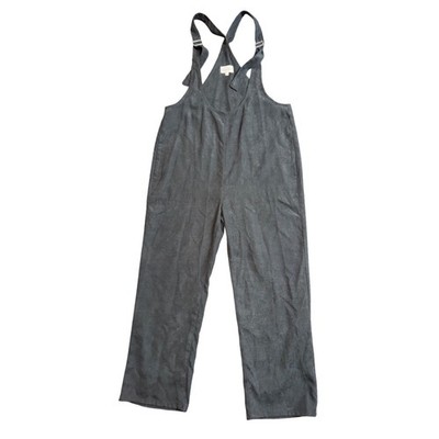 Mindy Maes Market Charcoal Grey Ribbed Wide Leg Overalls WL23-7619 Woman's Sz M