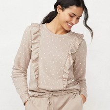 LC Lauren Conrad Tiny Floral Ruffle Terry Cloth Crewneck Sweatshirt OX