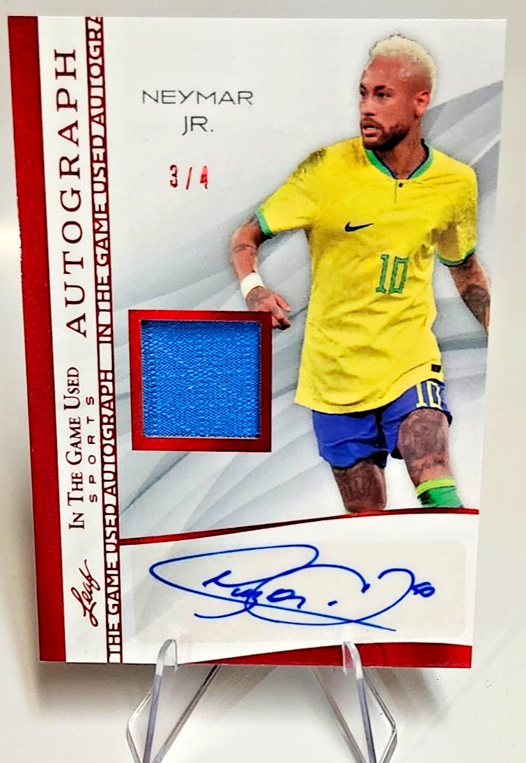 NEYMAR JR. Patch AUTOGRAPH /4 Brazil Soccer Legend Leaf In The Game Used 2025