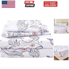 Girls Sheet Set Twin Size, 3 Piece Ocean Theme Microfiber Kids Bed Sheets Dee...