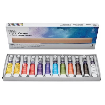 Winsor & Newton Cotman Watercolor Paint Set, 12 Colors, 8ml (0.27-oz) Tubes