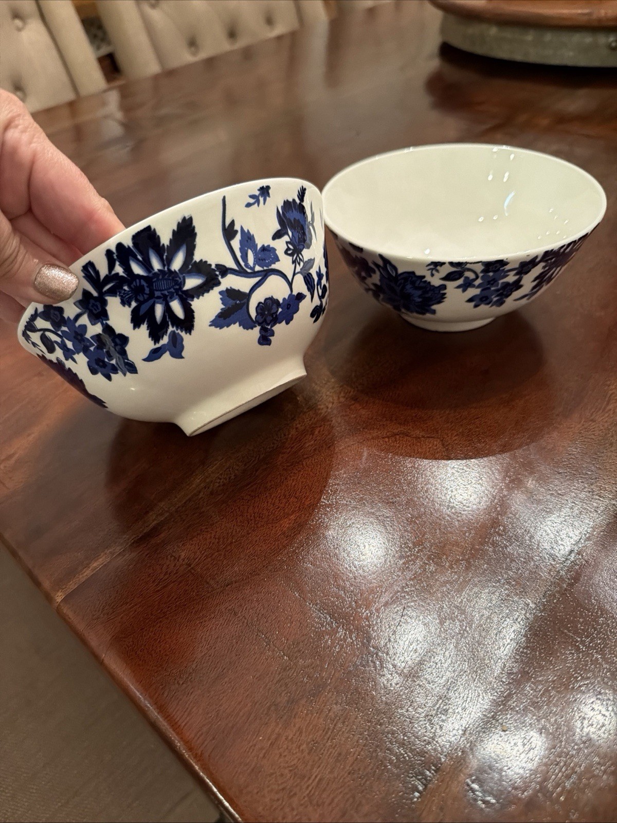 Set of 2 Royal Norfolk Blue & White Floral Cereal/Soup Bowls