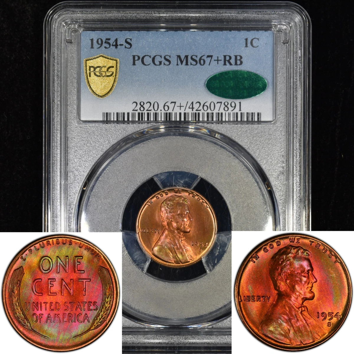 PCGS Certified MS 67 Graded 1954 Lincoln Wheat US Small Cents
