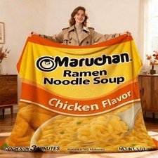 Maruchan Ramen Noodle Soup Chicken Flavor Themed Flannel Blanket Hypoallergen