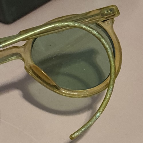 Vintage Round Eye Glasses AOM Lenses with Blue Tint, No Rx in Lenses Curl Temple - Picture 6 of 10