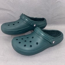 Crocs Classic Green Fur Lined Original Slip On Clogs M8/W10 Excellent Condition