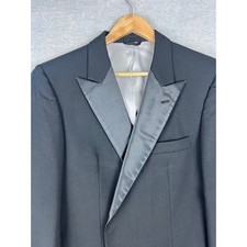 Christian Dior Mens Black Tuxedo Jacket Satin Peak Lapel Formal Blazer 41L