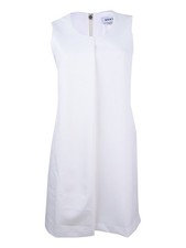 DKNY Women's Single-Pleat Shift Dress (4, Ivory)